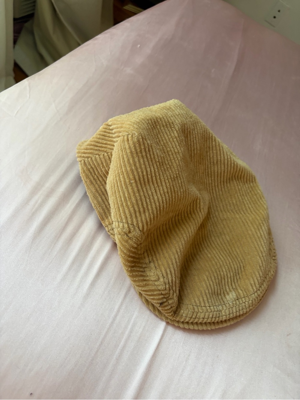 Corduroy Flat Cap in Mustard Yellow - Unbranded beret beanie
